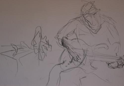 Guitar lesson 2. Pencil. 42 x 28cm