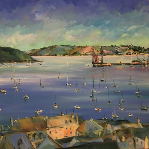 Falmouth Harbour Oil painting Square 120x120cm SOLD 022