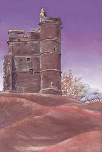 Donnington Castle Chalk Pastel, 72cm x 55cm framed