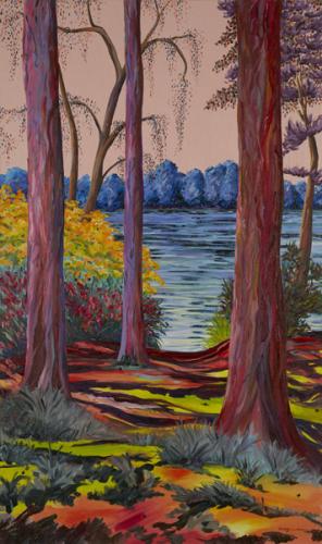 South Lake, Woodley. Oil on Canvas, 151cm x 90cm