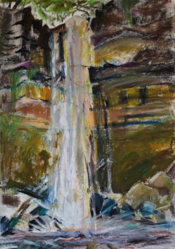 Hardraw Force Yorkshire. Oil Pastel 35 x 25cm