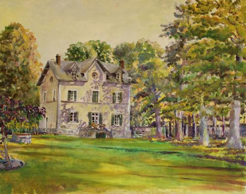 La Gravine Maison au bord du Loing. Oil on Board. 90 x 75cm