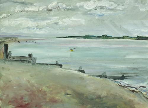 Rowing at Seasalter. Oil on Board 30 x 22cm