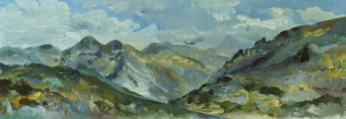 Sunny day, Saalfelden. Oil on Paper. 36  x 13cm