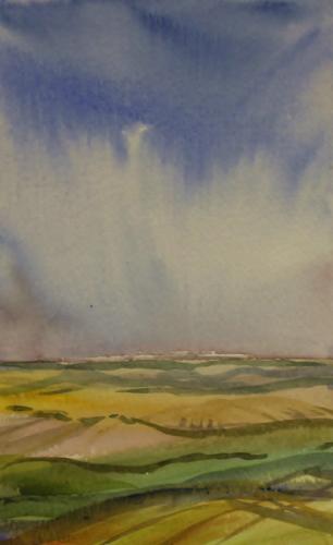 Towards Inkpen. watercolour 20 x 13cm