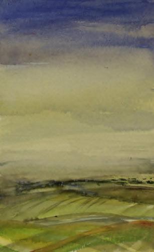 Towards Inkpen misty morning. 20 x 13cm