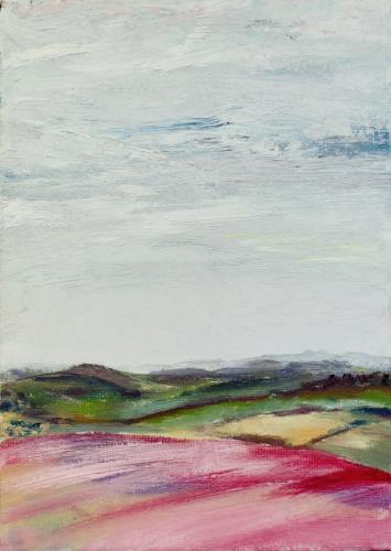 Towards Watership Down. Oil on Board 18 x 13cm