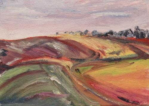 Towards Watership Down evening. 18 x 13cm