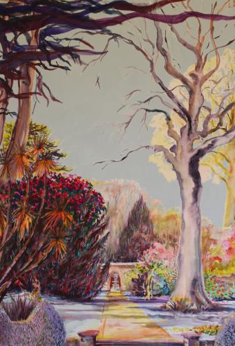 Tregrehan Gardens. Mixed Media. 90 x 64cm.