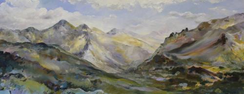 View to Zell am See. Oil on Canvas 114 x54cm