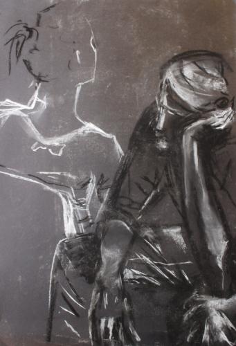 Contemplation. Charcoal and Chalk. 42 x 28cm