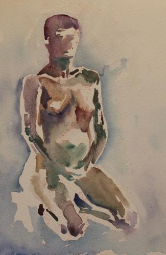 Kneel. Watercolour. 24 x18cm