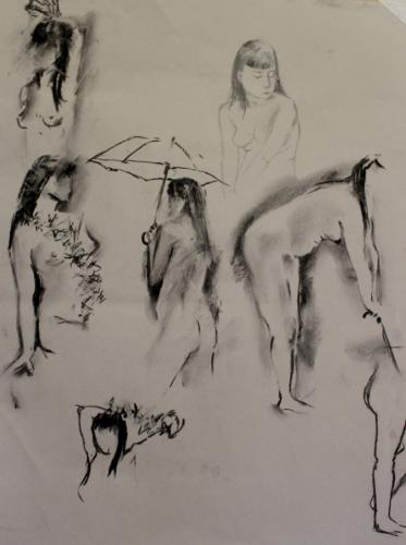 Studies.  Charcoal, 63 x 51cm